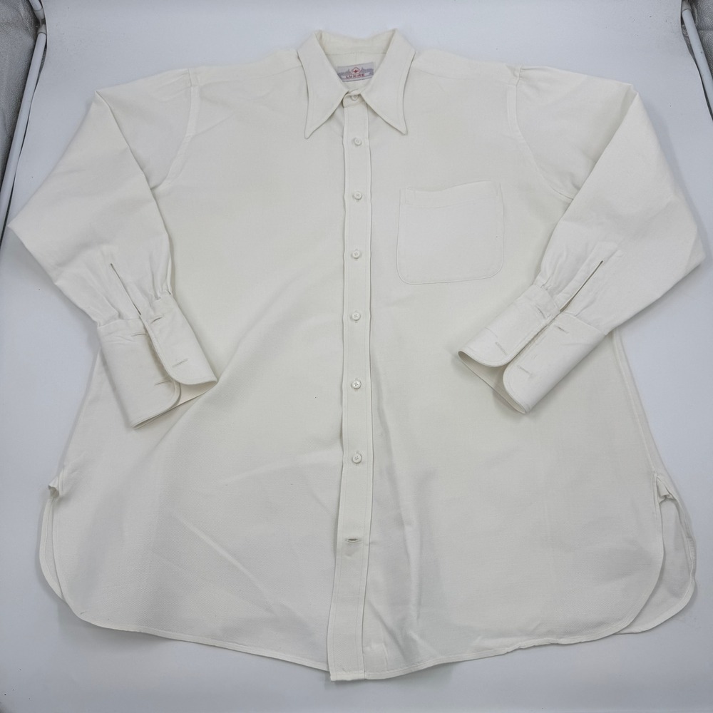 Luxire Dress Shirt Mens XXL White Twill Long‎ Point Collar French Cuff Custom